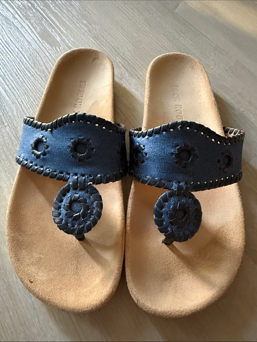 Jack Rogers Women’s Navy Blue Casual Thong Sandals - Comfortable Slip-On 10